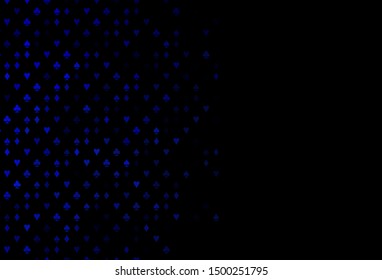 Dark BLUE vector texture with playing cards. Colorful gradient with signs of hearts, spades, clubs, diamonds. Pattern for ads of parties, events in Vegas.