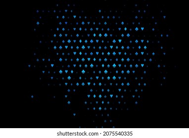 Dark blue vector texture with playing cards. Colorful gradient with signs of hearts, spades, clubs, diamonds. Pattern for booklets, leaflets of gambling houses.