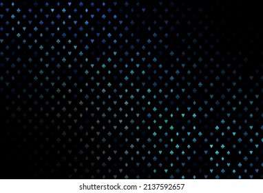 Dark blue vector texture with playing cards. Glitter abstract sketch with isolated symbols of playing cards. Pattern for leaflets of poker games, events.