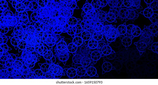 Dark BLUE vector texture with religion symbols. Colorful mystic symbols with a gradient in ancient style. Best design halloween events.