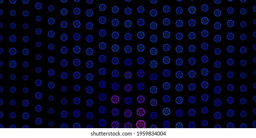 Dark BLUE vector texture with religion symbols. Colorful mystic symbols with a gradient in ancient style. Best design halloween events.