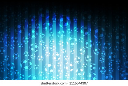 Dark BLUE vector texture with soccer balls. Decorative design of football balls on a gradient backdrop. Smart design for ads of soccer matches.
