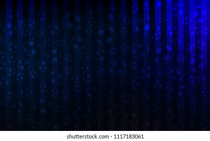 Dark BLUE vector texture with soccer balls. Glitteral colorful illustration with abstract soccer balls. Smart design for ads of soccer matches.