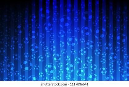 Dark BLUE vector texture with soccer balls. Colorful gradient with signs of soccer tournament. Pattern for booklets, leaflets of soccer turnament.