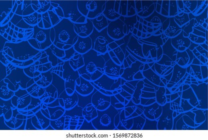 Dark BLUE vector texture with sweets, candies. Blurred decorative design of desserts in doodle style. Pattern for ad, booklets, leaflets of restaurants.