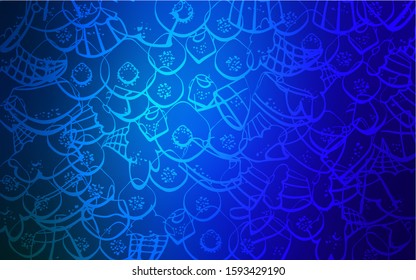 Dark BLUE vector texture with sweets, candies. Blurred decorative design of desserts in doodle style. Pattern for menu of cafes and restaurants.