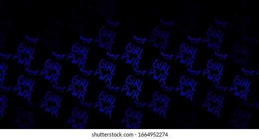 Dark BLUE vector texture with women's rights symbols. Colorful illustration with gradient feminism shapes. Best design to show the power of women.