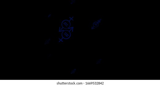Dark BLUE vector texture with women's rights symbols. Abstract illustration with a depiction of women's power. Best design to show the power of women.