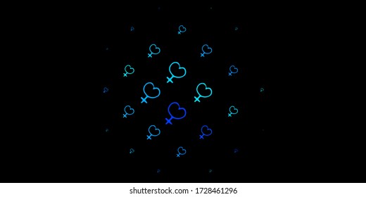 Dark BLUE vector texture with women's rights symbols. Simple design in abstract style with women’s rights activism. Design for International Women’s Day.