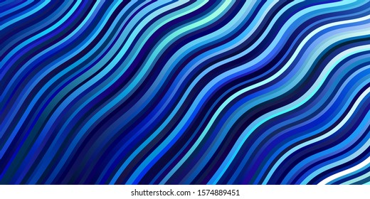 Dark BLUE vector texture with wry lines. Colorful illustration with curved lines. Best design for your posters, banners.