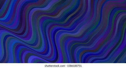 Dark BLUE vector texture with wry lines. Bright illustration with gradient circular arcs. Pattern for websites, landing pages.