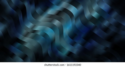 Dark BLUE vector texture with wry lines. Abstract illustration with gradient bows. Pattern for websites, landing pages.