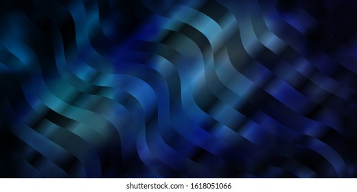 Dark BLUE vector texture with wry lines. Abstract illustration with bandy gradient lines. Pattern for websites, landing pages.