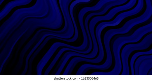 Dark BLUE vector texture with wry lines. Abstract illustration with bandy gradient lines. Pattern for websites, landing pages.
