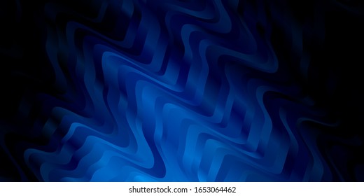 Dark BLUE vector texture with wry lines. Colorful illustration in circular style with lines. Pattern for business booklets, leaflets