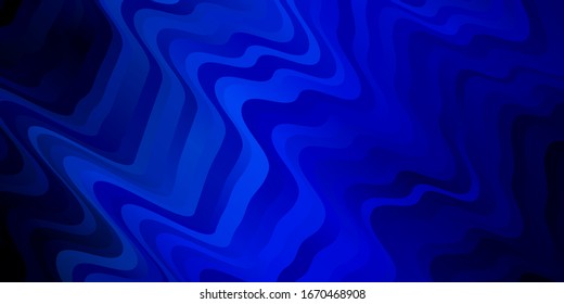 Dark BLUE vector texture with wry lines. Illustration in halftone style with gradient curves. Pattern for ads, commercials.
