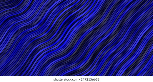 Dark BLUE vector texture with wry lines. Colorful illustration in circular style with lines. Template for cellphones.