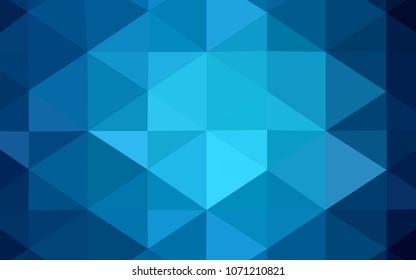 Dark BLUE vector triangle mosaic template. Geometric illustration in Origami style with gradient.  A new texture for your design.