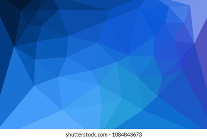 Dark BLUE vector triangle mosaic cover with a heart in a centre. A sample with polygonal shapes. A completely new design for your leaflet.