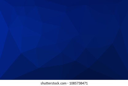 Dark BLUE vector triangle mosaic cover with a heart in a centre. Abstract illustration with an elegant triangles. Textured pattern for your backgrounds.