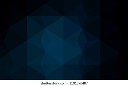 Dark BLUE vector triangle mosaic template. Triangular geometric sample with gradient.  Polygonal design for your web site.