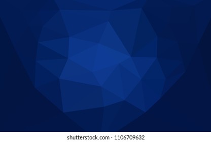 Dark BLUE vector triangle mosaic cover with a heart in a centre. Elegant polygonal illustration with gradient. A new texture for your web site.