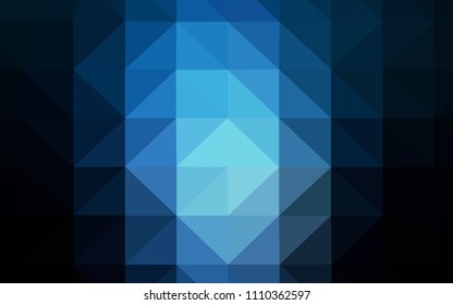 Dark BLUE vector triangle mosaic cover. Triangular geometric sample with gradient.  Best triangular design for your business.
