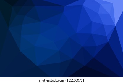 Dark BLUE vector triangle mosaic cover with a heart in a centre. Polygonal abstract illustration with gradient. Pattern for a brand book's backdrop.