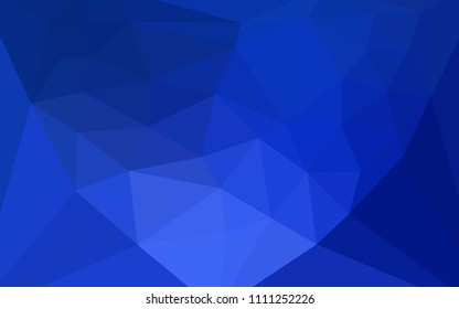 Dark BLUE vector triangle mosaic texture with a heart in a centre. Shining colorful illustration with triangles. A completely new design for your leaflet.