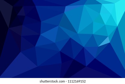 Dark BLUE vector triangle mosaic texture with a heart in a centre. Illustration in halftone style with triangles. Brand new design for your business.