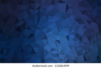 Dark BLUE vector triangle mosaic template. Elegant bright polygonal illustration with gradient. Triangular pattern for your design.