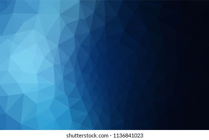 Dark BLUE vector triangle mosaic texture. Triangular geometric sample with gradient.  Best triangular design for your business.