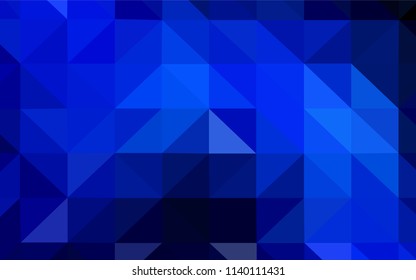 Dark BLUE vector triangle mosaic cover. Elegant bright polygonal illustration with gradient. Polygonal design for your web site.