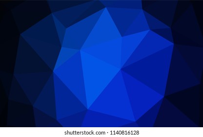 Dark BLUE vector triangle mosaic cover. Elegant bright polygonal illustration with gradient. Triangular pattern for your design.