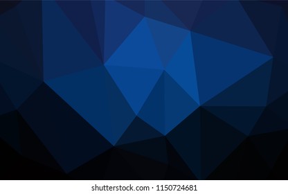Dark BLUE vector triangle mosaic template. Colorful illustration in polygonal style with gradient. Triangular pattern for your design.