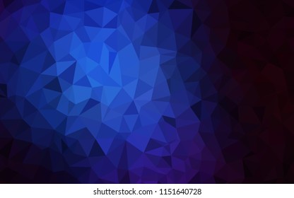 Dark BLUE vector triangle mosaic template. Triangular geometric sample with gradient.  Template for cell phone's backgrounds.