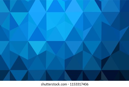 Dark BLUE vector triangle mosaic cover. Elegant bright polygonal illustration with gradient. Brand new style for your business design.