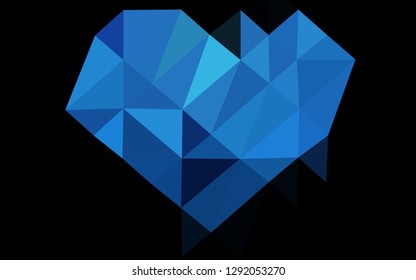 Dark BLUE vector triangle mosaic texture. Triangular geometric sample with gradient.  Elegant pattern for a brand book.