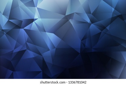 Dark BLUE vector triangle mosaic texture. Geometric illustration in Origami style with gradient.  Triangular pattern for your design.