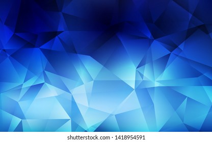Dark BLUE vector triangle mosaic background. Shining polygonal illustration, which consist of triangles. Completely new template for your banner.