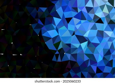 Dark BLUE vector triangle mosaic texture. Geometric illustration in Origami style with gradient. Completely new template for your business design.