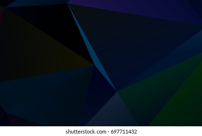 Dark BLUE vector triangle mosaic background. Geometric illustration in Origami style with gradient.  The textured pattern can be used for background.