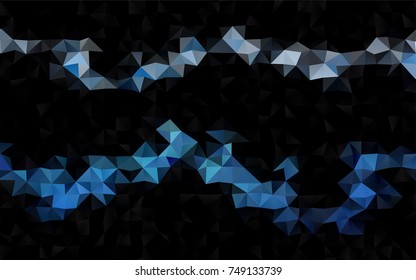 Dark BLUE vector triangle mosaic pattern. Triangular geometric sample with gradient.  A new texture for your design.