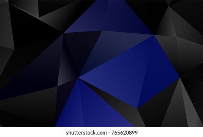 Dark BLUE vector triangle mosaic background. Triangular geometric sample with gradient.  The textured pattern can be used for background.