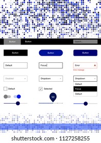Dark BLUE vector ui kit with dots. Decorative ui kit design in abstract style with colorful dots. Beautiful layout for websites, landing pages.
