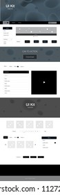 Dark BLUE vector ui kit with bubble shapes. Shining curly illustration in marble style with gradient. Beautiful layout for websites, landing pages.
