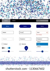 Dark BLUE vector ui kit with dots. Colorful Style guide with circles on abstract background. Modern template for your landing page.