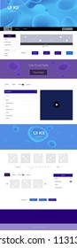 Dark BLUE vector ui kit with bubble shapes. Creative illustration in halftone marble style with gradient. Beautiful layout for websites, landing pages.