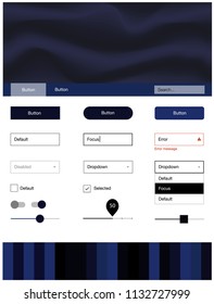 Dark BLUE vector ui kit with bubble shapes. Elegant bright illustration with gradient  in memphis style. Beautiful layout for websites, landing pages.