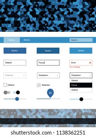 Dark BLUE vector ui kit with dots. Decorative ui kit design in abstract style with colorful dots. This sample is for your website.